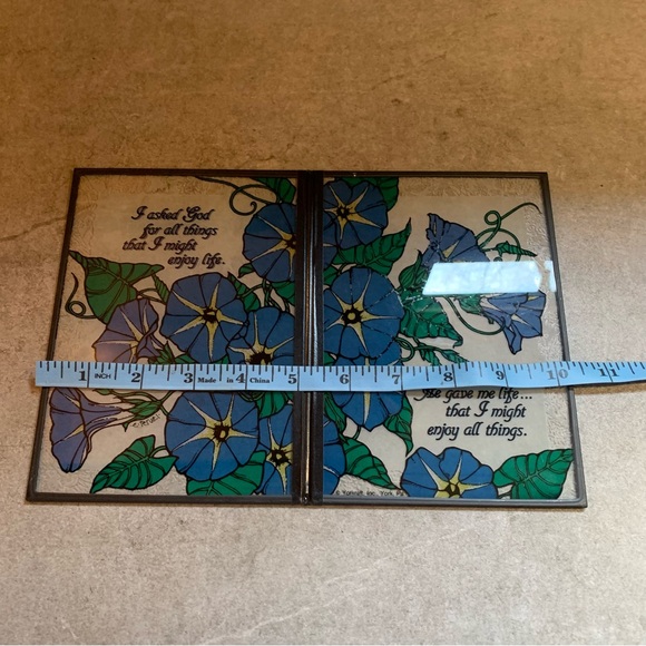 Vtg Yorkcraft Seriglass 2 Panels - I Asked God For All Things Stained Glass - Picture 6 of 7